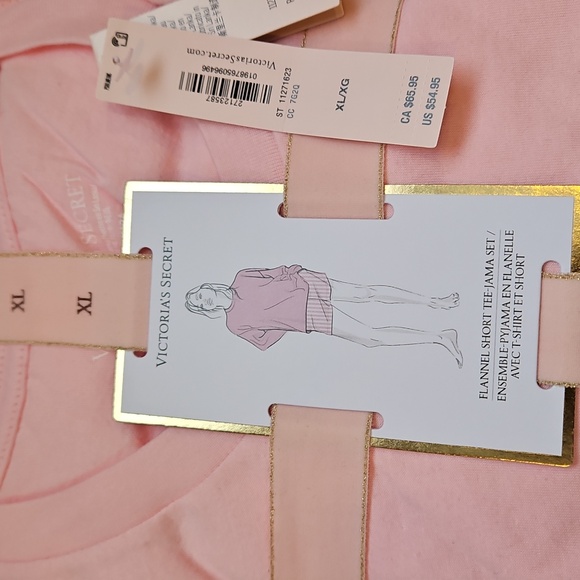 Victoria's Secret Flannel Short Tee-Jama Set, Pink, XL Valentine's Day - Picture 4 of 4